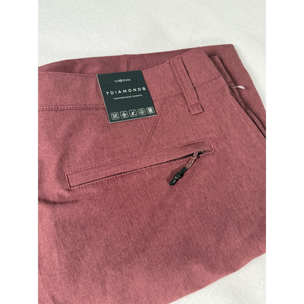 7 Diamonds Shorts Men size 31 performance aeroplane Burgundy 4-Way Stretch NWT